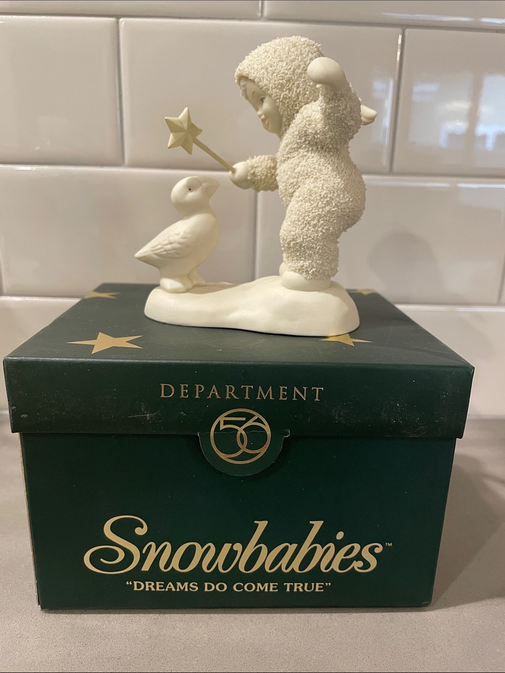 Department 56 Cream Snowbaby Figurine “ Dreams Do Come True”